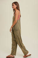 GARMENT WASHED OVERSIZED KNIT JUMPSUIT - G.OLIVE