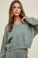 Washed French Terry Crop Sweatshirt- Pistachio