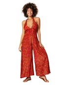 Sleeveless Summer Halter Jumpsuit - Red