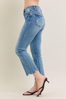 Judy Blue Mid Rise Vintage Wash Destroy Hem Kick Flare