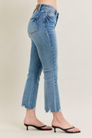 Judy Blue Mid Rise Vintage Wash Destroy Hem Kick Flare