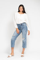 Judy Blue High Waist W/ Destroy Crop Wide Leg