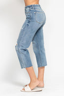 Judy Blue High Waist W/ Destroy Crop Wide Leg