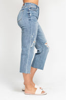 Judy Blue High Waist W/ Destroy Crop Wide Leg