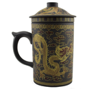 Yi Xing Clay Strainer Mug With Gold Dragon (Brown)
