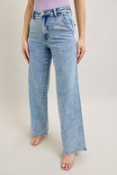 Judy Blue High Waist Stone Wash Retro Wide Fit w Skewed Inseam