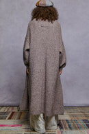 Oversize Rolling Edge Detail Open Front Cardigan Sweater