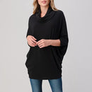 Turtle Cowl Neck Brushed Rib Knit Top