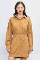 Long Sleeve Stitch Pocket Twill Utility Dress