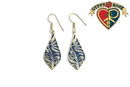 Gemstone Inlay Metal Earrings