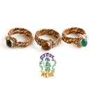 Healing Hands Three Metal Gemstone Ring