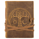 Tree with Sun & Moon Brown Suede Journal