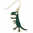 Rawr Green T Rex Gold Earrings