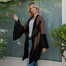 Boho Patchwork Kimono Shrug with Embroidery- Amber