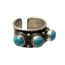 Three Stone Turquoise Adjustable Ring