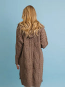 Cable Knit Hooded Cardigan with Large Buttons