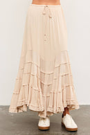 Tie Front Wave Tiered Skirt