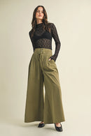 Pintuck Wide Leg Pants