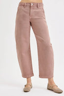 TC-High-Rise- Cropped Barrel Pants- Mauve