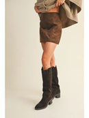 Fitted Suede Mini Skirt