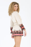 Lace Up Printed Romper