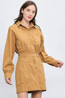 Long Sleeve Stitch Pocket Twill Utility Dress
