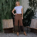 Bell Bottom Boho Pants in Crochet Sweater Fusion- Amber