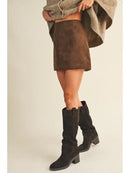 Fitted Suede Mini Skirt