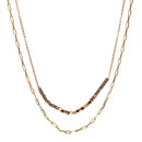Delicate Double Chain Necklace with Crystal & Gold Beads