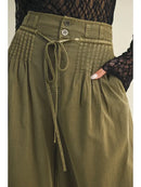 Pintuck Wide Leg Pants