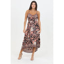 V Neck Lace Up Back Maxi Dress with Slit