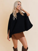 Minimalist Crew Neck Poncho Sweater