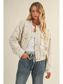Embroidered Corduroy Bomber Jacket