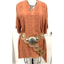 Leather Disc Belt Silver/ Tan