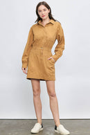 Long Sleeve Stitch Pocket Twill Utility Dress