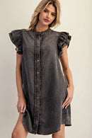 Snow Washed Button Down Mini Dress
