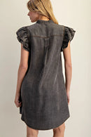 Snow Washed Button Down Mini Dress