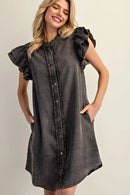 Snow Washed Button Down Mini Dress