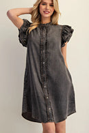 Snow Washed Button Down Mini Dress