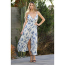 V Neck Ruffle Trim Wrap Maxi Dress