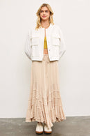 Tie Front Wave Tiered Skirt