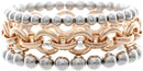 Two Tone Heavy Ball Chain Bracelet Set