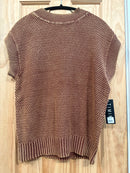 Cap Sleeve Round Neck Mineral Wash Sweater