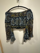 Paisley Crop Top With Bell Sleeves
