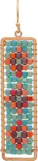 Multicolored Bead Woven Earrings