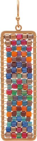 Multicolored Bead Woven Earrings