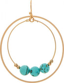 Gold Double Ring Wood Bead Earring