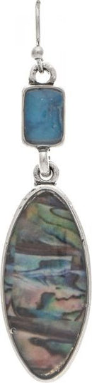 Silver Artisan Blue Inlay Oval Earring