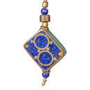 Lapis/TQ Diamond Brass Inlaid Nepali Earrings