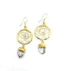 Web with Quartz Point Earrings